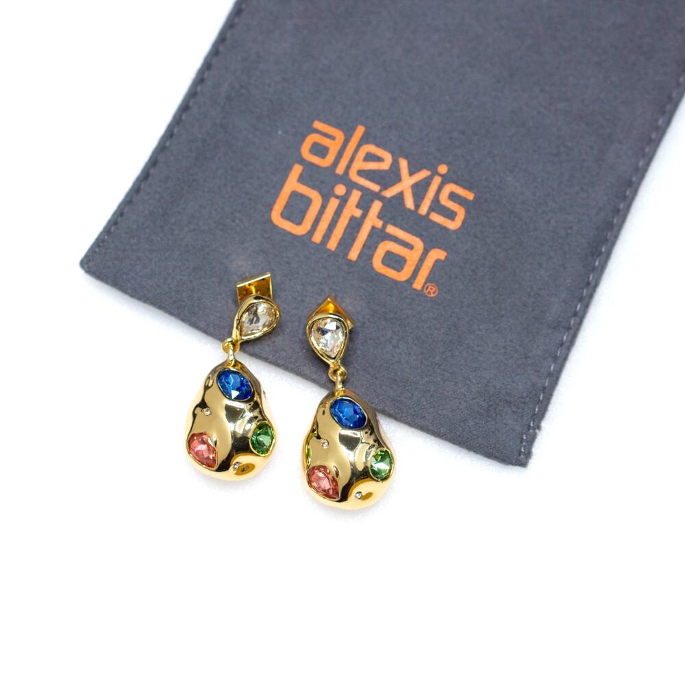 Alexis Bittar Pear Shaped Gold Drop Earrings
